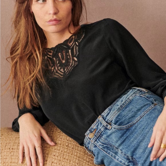 NWT sold out Sezane CARLOTTA silk blouse US 8 black - Picture 4 of 6